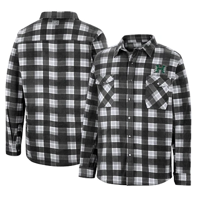 Men's Colosseum Black/White Hawaii Warriors Ellis Plaid Full-Snap Shirt Jacket