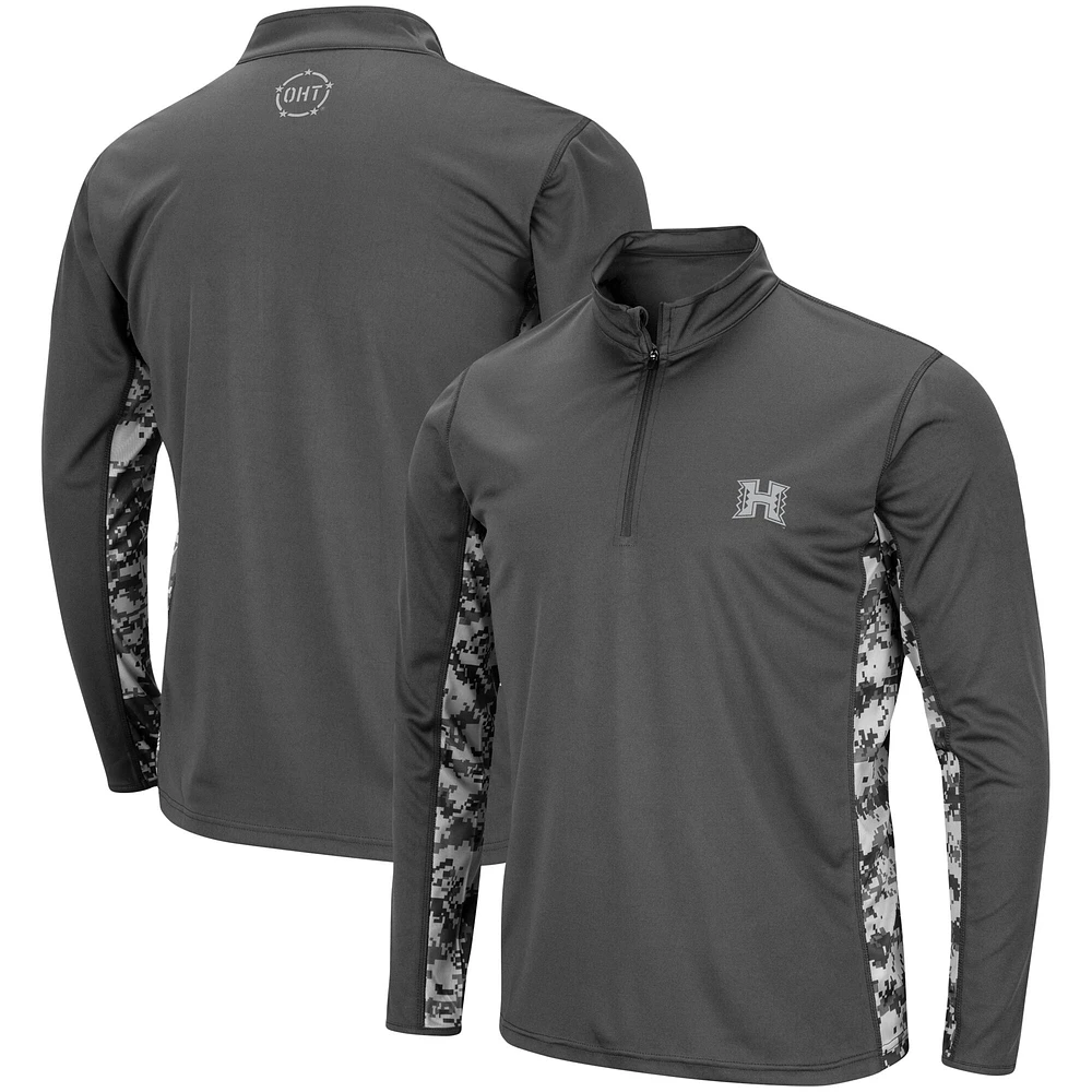 Colosseum Charcoal Hawaii Rainbow Warriors OHT Military Appreciation Digital Camo Lightweight Quarter-Zip Pullover pour hommes