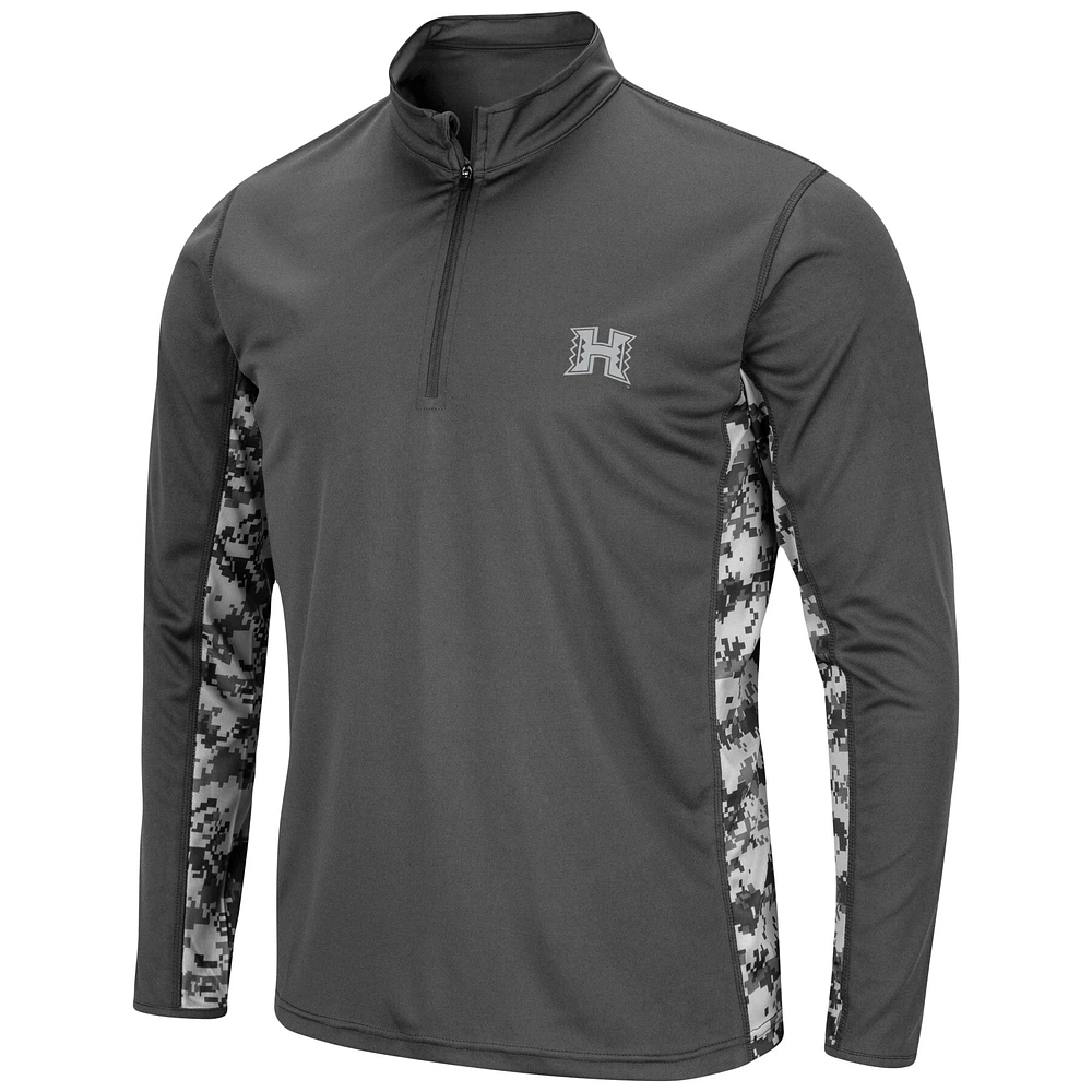 Colosseum Charcoal Hawaii Rainbow Warriors OHT Military Appreciation Digital Camo Lightweight Quarter-Zip Pullover pour hommes