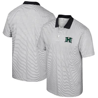 Men's Colosseum White Hawaii Athletics Print Stripe Polo