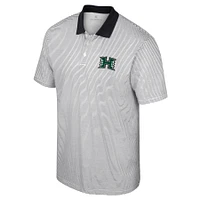 Men's Colosseum White Hawaii Athletics Print Stripe Polo