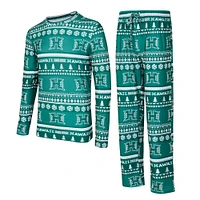 Men's Concepts Sport  Green Hawaii Rainbow Warriors Swivel Long Sleeve T-Shirt & Pants Sleep Set