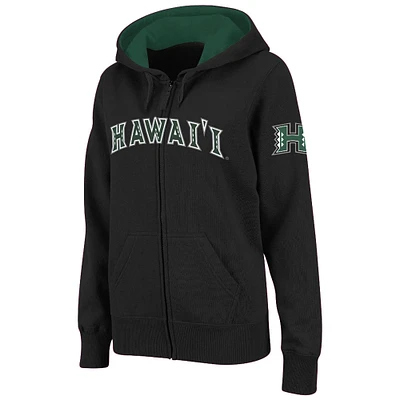 Women's Stadium Athletic Black Hawaii Warriors Arched Name Full-Zip Hoodie