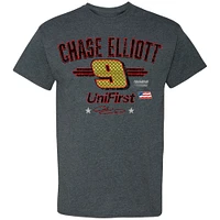 T-shirt style de vie Heather Charcoal Hendrick Motorsports Unifirst/Garde nationale pour hommes