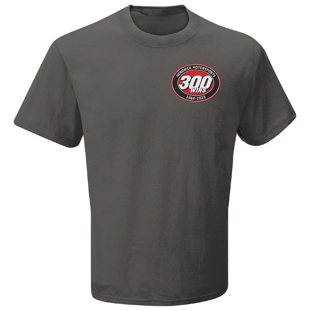 Men's Hendrick Motorsports Team Collection  Charcoal 300 Wins T-Shirt