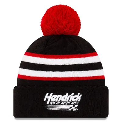 Men's Hendrick Motorsports New Era Cuffed Pom Knit Beanie - Black/Red