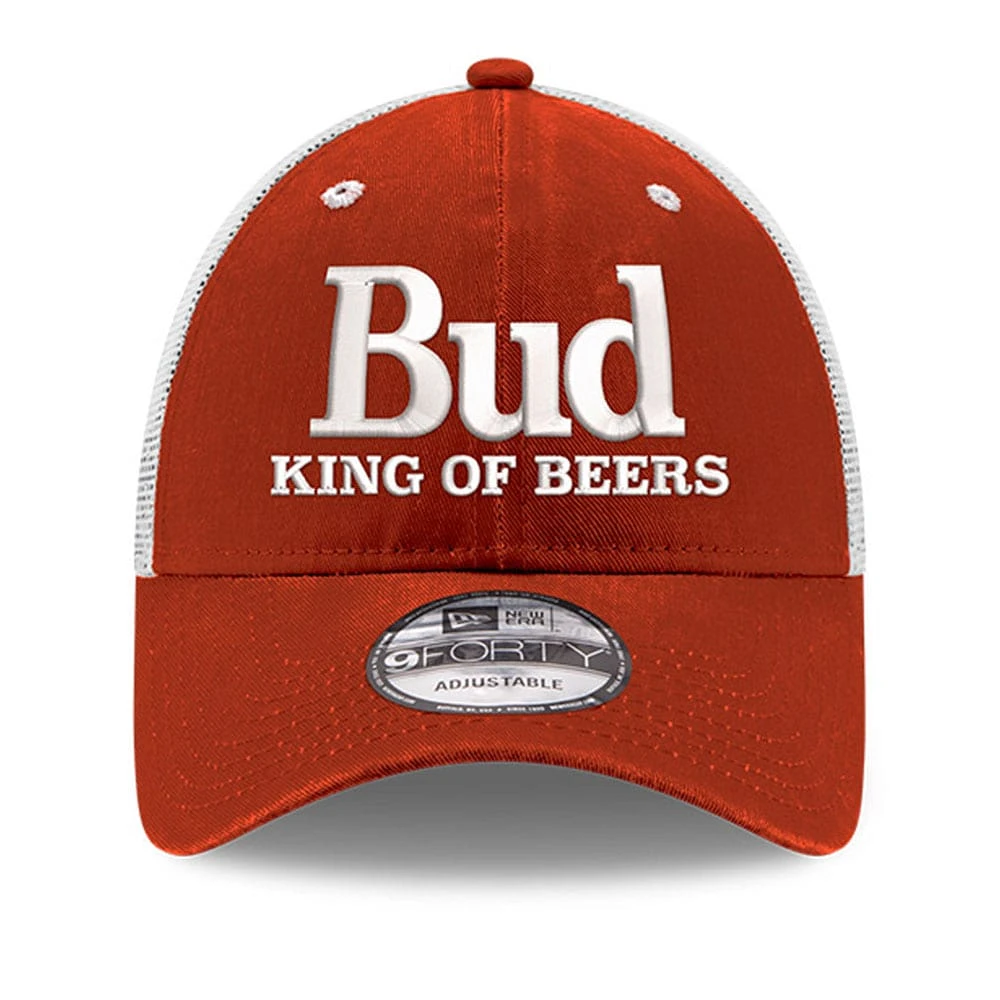 Casquette de camionneur réglable 9FORTY Scarlet Ken Schrader Bud King of Beers New Era pour hommes