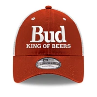 Casquette de camionneur réglable 9FORTY Scarlet Ken Schrader Bud King of Beers New Era pour hommes