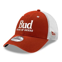 Casquette de camionneur réglable 9FORTY Scarlet Ken Schrader Bud King of Beers New Era pour hommes