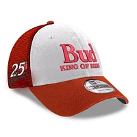 Casquette de camionneur réglable 9FORTY Scarlet Ken Schrader Bud King of Beers New Era pour hommes