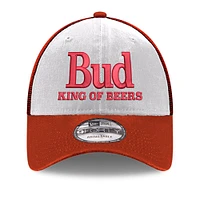 Men's New Era Scarlet Ken Schrader Bud King of Beers 9FORTY Adjustable Trucker Hat