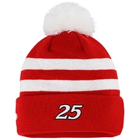 Men's New Era Scarlet Ken Schrader Bud King of Beers Cuffed Knit Hat with Pom