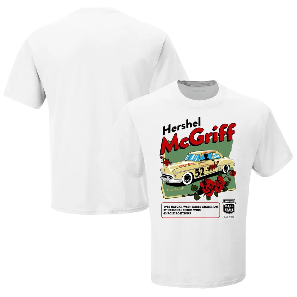 T-shirt Hershel McGriff NASCAR Hall of Fame Class 2023 intronisé avec drapeau à damier pour homme