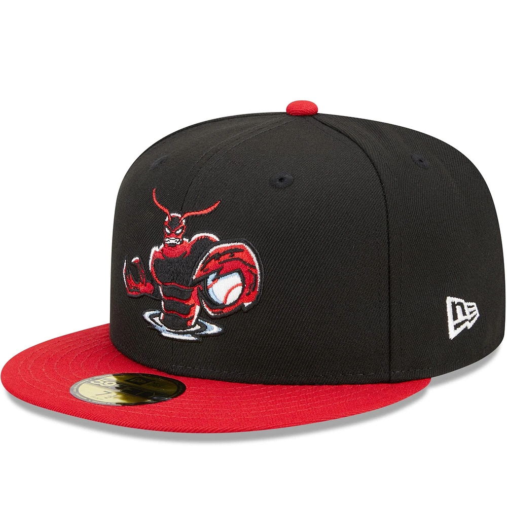 Men's New Era Black/Red Hickory Crawdads Marvel x Minor League 59FIFTY Fitted Hat