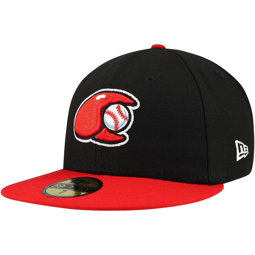 Men's New Era Black Hickory Crawdads Authentic Collection 59FIFTY Fitted Hat