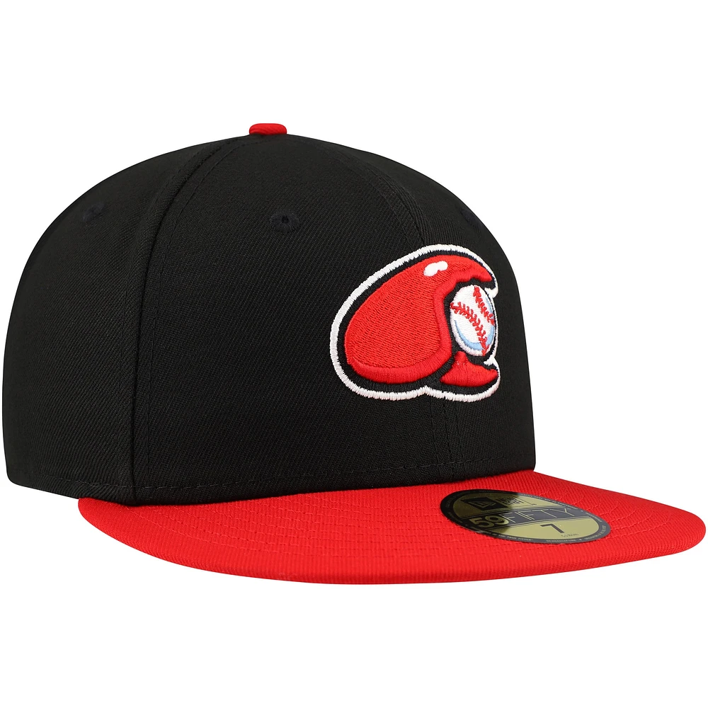 Men's New Era Black Hickory Crawdads Authentic Collection 59FIFTY Fitted Hat