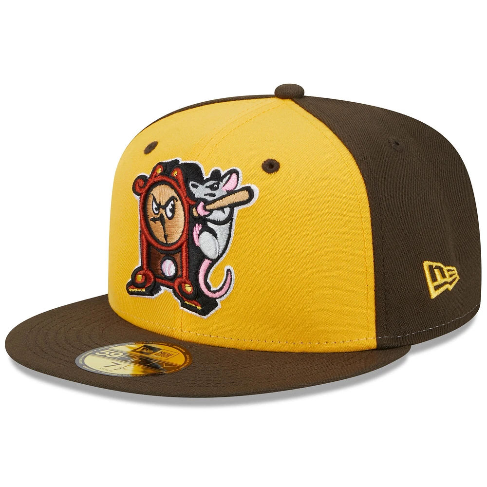 Casquette ajustée 59FIFTY Hickory Docks Dickory pour homme New Era jaune Crawdads