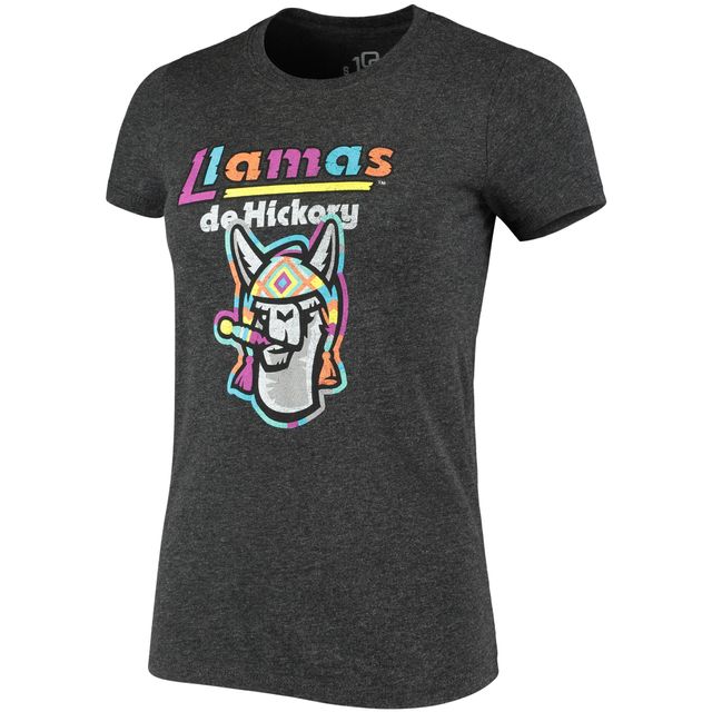 T-shirt noir à encolure dégagée en trois mélanges avec inscription Llamas de Hickory Copa la Diversion pour femme