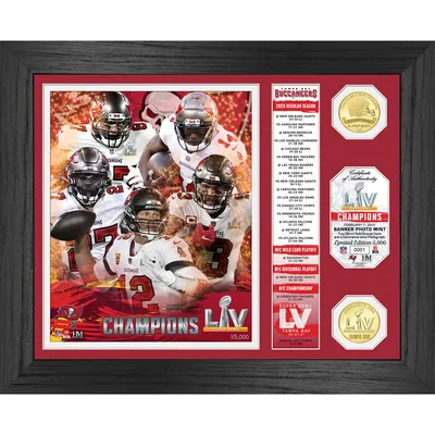 Tampa Bay Buccaneers Highland Mint Super Bowl LV Champions 13'' x 16'' Banner Bronze Coin Photo Mint