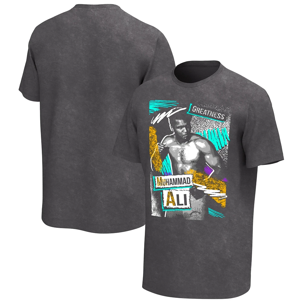 T-shirt noir délavé rétro Muhammad Ali pour hommes