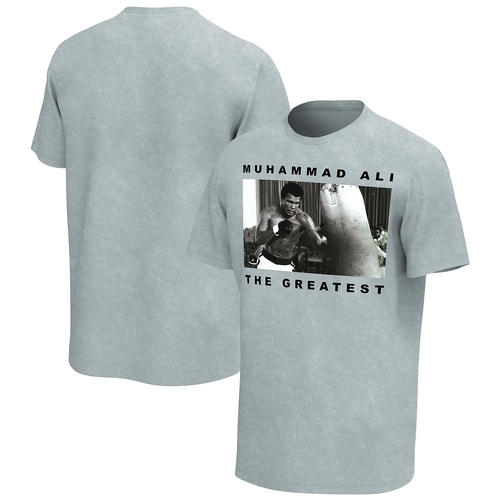 T-shirt gris délavé avec photo de combat Muhammad Ali pour hommes