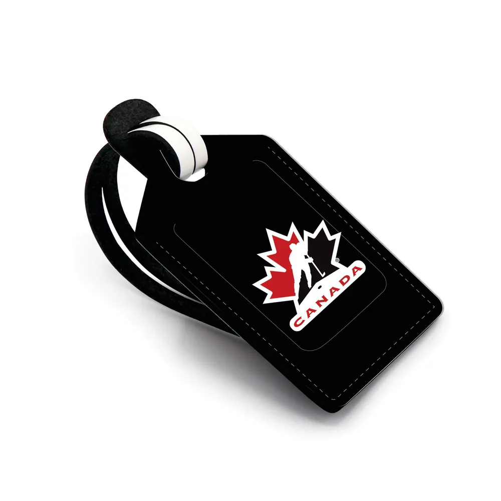 Étiquette de bagage en cuir personnalisée de Hockey Canada, noire