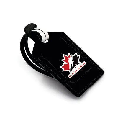 Black Hockey Canada Personalized Leather Luggage Tag