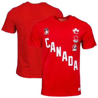 Men's Mitchell & Ness Red Hockey Canada IIHF World Junior Championship Diagonal T-Shirt