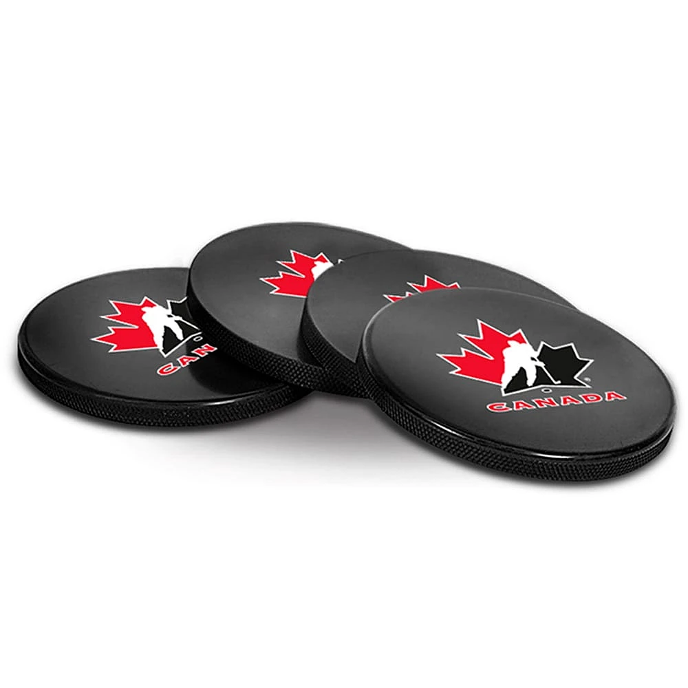 The Sports Vault Hockey Canada Ensemble de quatre dessous de verre en forme de rondelle