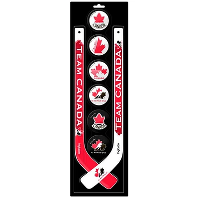 The Sports Vault Hockey Canada Mini Hockey Stick & Foam Puck Eight-Piece Set