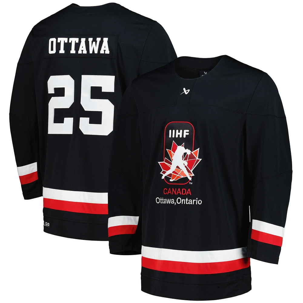 Maillot de Hockey réplique unisexe noir Canada Championnat du monde junior 2025