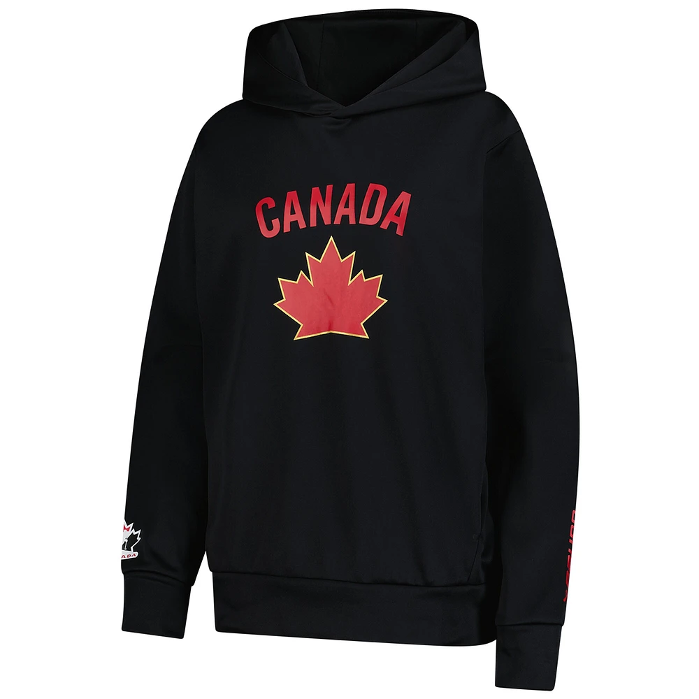 Sweat à capuche noir pour femme Hockey Canada 2024