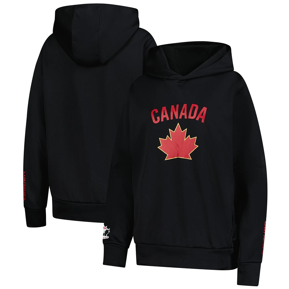 Sweat à capuche noir pour femme Hockey Canada 2024