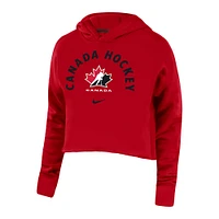 Women's Nike Red Hockey Canada Campus Crop Pullover - Hoodie