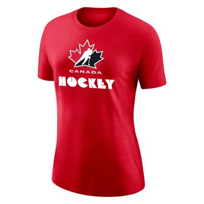 Women's Nike Red Hockey Canada Logo Tri-Blend - T-Shirt