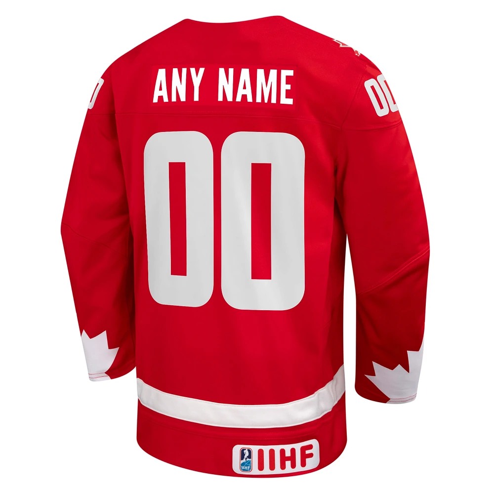 Youth Red Hockey Canada Alternate Replica Custom Jersey