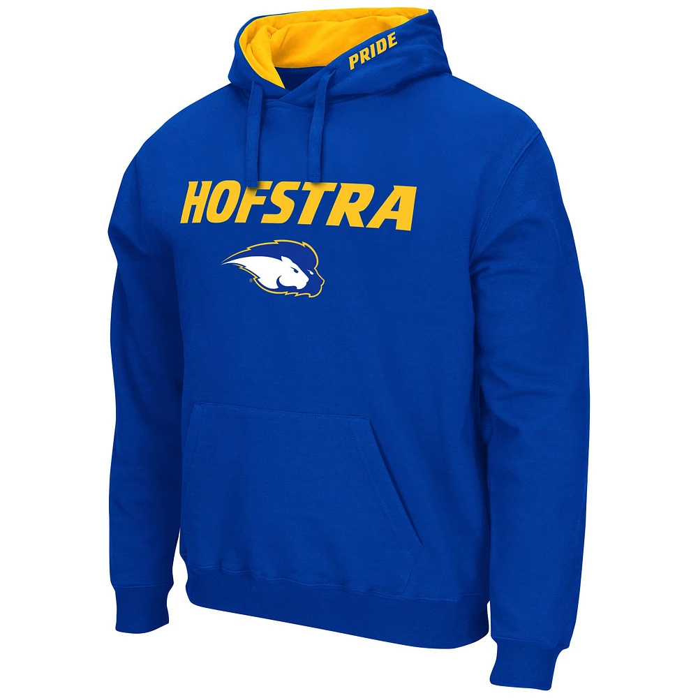 Men's Colosseum Blue Hofstra University Pride Arch & Logo 3.0 Pullover Hoodie