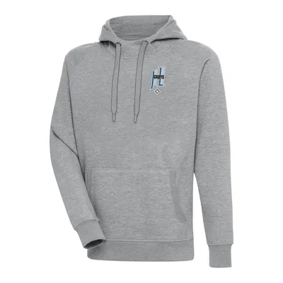 Men's Antigua Heather Gray Carolina Panthers Victory Pullover Hoodie