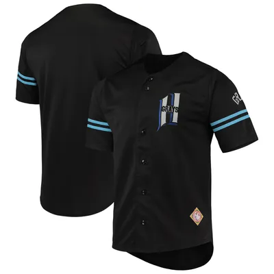 Homestead Grays Stitches Button-Down Jersey - Black