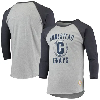 Homestead Grays Stitches Negro League Wordmark Raglan 3/4-Sleeve T-Shirt - Heathered Gray/Navy