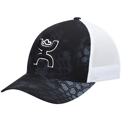 Men's HOOey Black/White Bass Trucker Snapback Hat