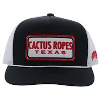 Men's HOOey Black/White Cactus Ropes High Profile Snapback Hat