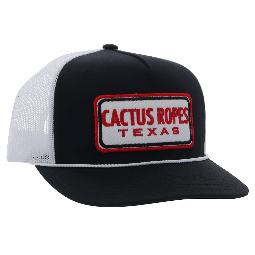 Men's HOOey Black/White Cactus Ropes High Profile Snapback Hat