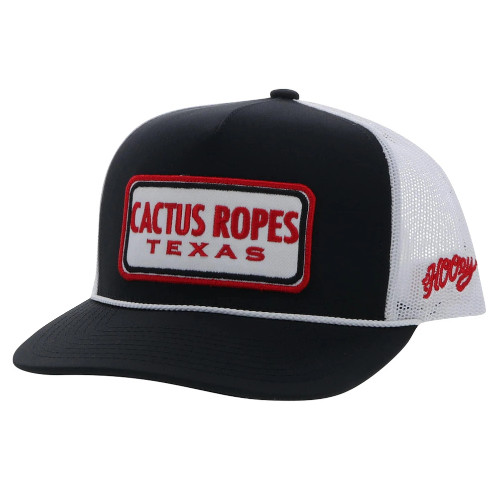 Men's HOOey Black/White Cactus Ropes High Profile Snapback Hat