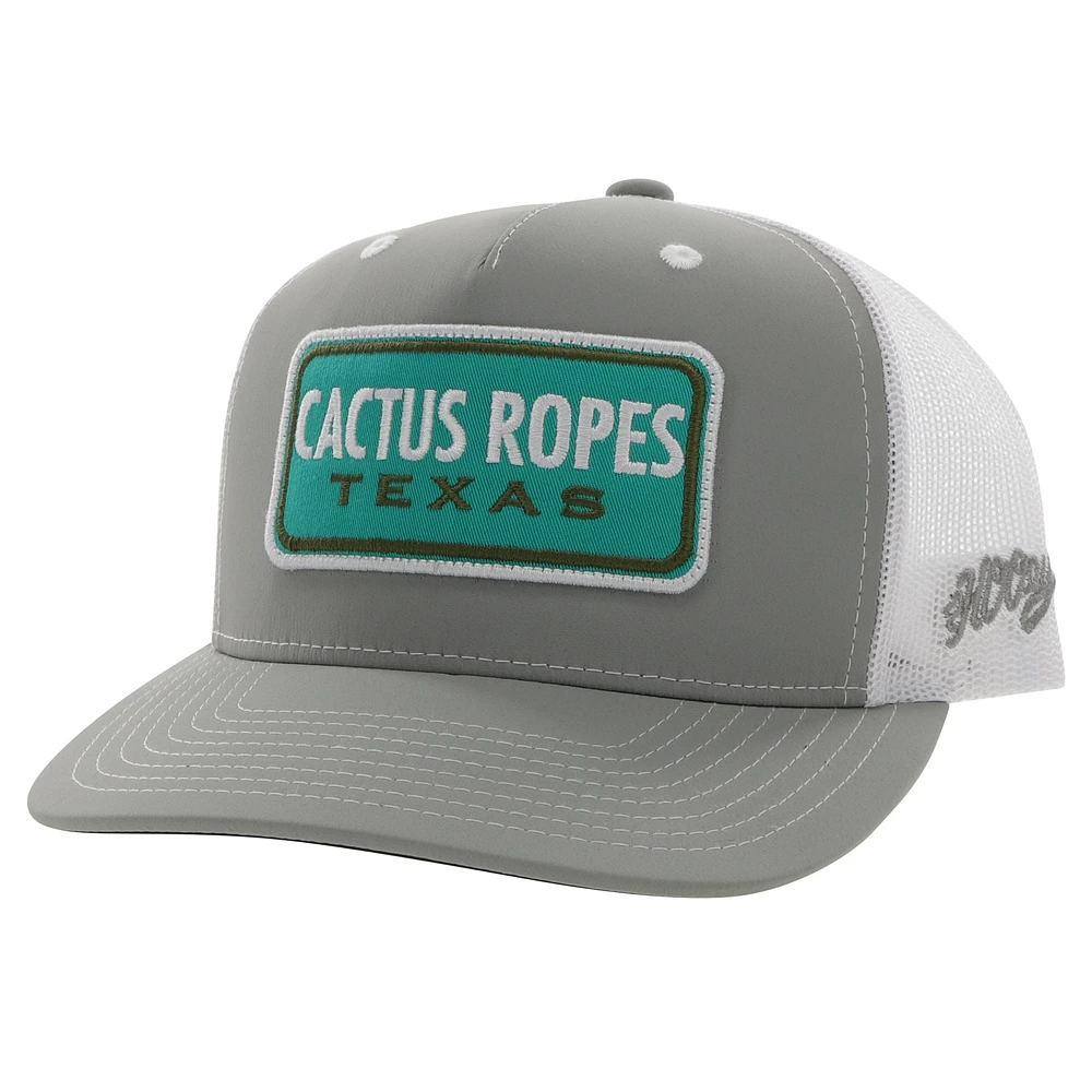 Youth HOOey Gray/White Cactus Ropes Trucker Snapback Hat