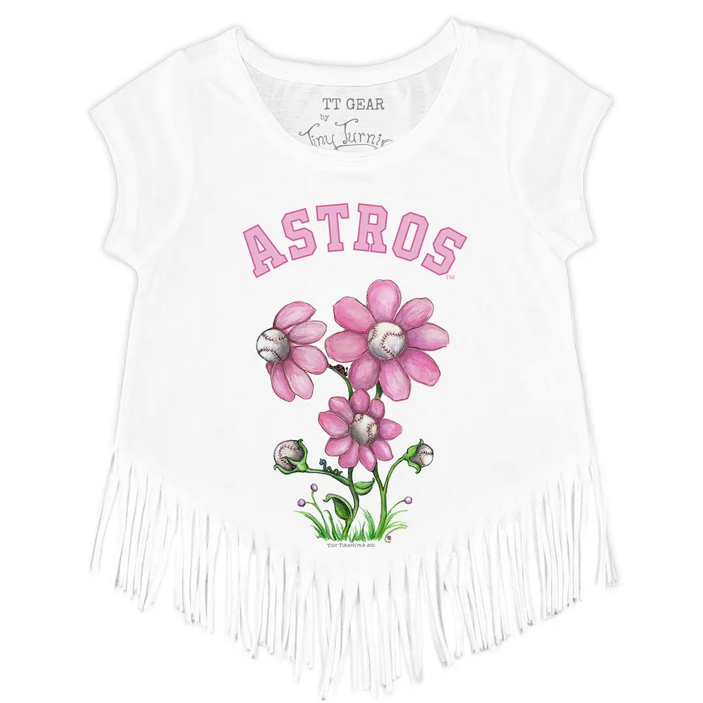 Women's Tiny Turnip White Houston Astros Baseball Pow T-Shirt