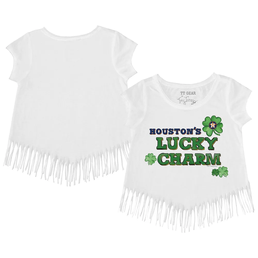 Lids Houston Astros Tiny Turnip Girls Toddler Lucky Charm Fringe T-Shirt -  White