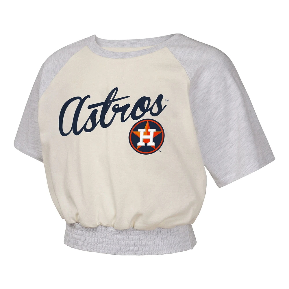 T-shirt raglan tendance pour jeunes filles, couleur crème, Houston Astros Curve Ball