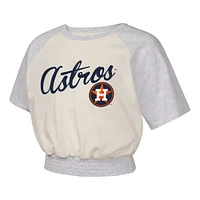 T-shirt raglan tendance pour jeunes filles, couleur crème, Houston Astros Curve Ball