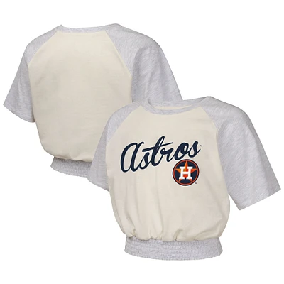 T-shirt raglan tendance pour jeunes filles, couleur crème, Houston Astros Curve Ball